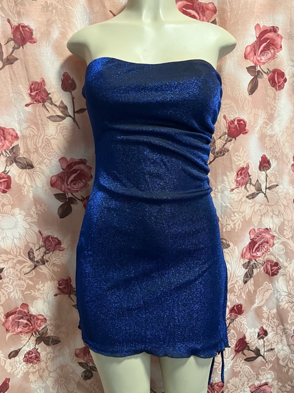 Princess Polly Shimmery Strapless Mini Dress in Royal Blue